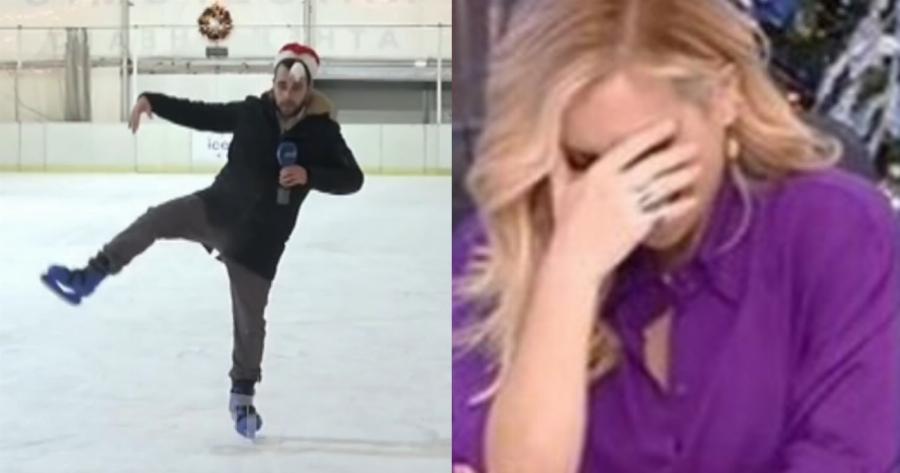 Λύθηκε στα γέλια ο Παπαδάκης: Η θεαματική τούμπα του ρεπόρτερ της εκπομπής, on air, που τους άφησε άφωνους