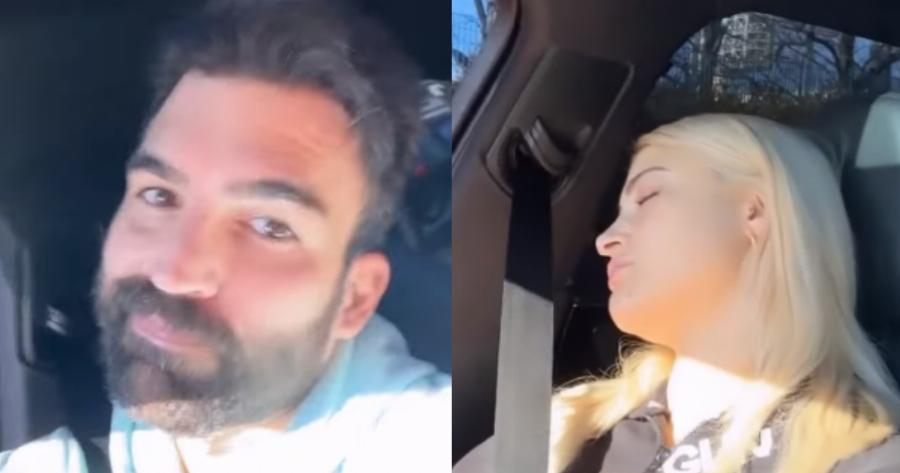 Περήφανος μπαμπάς ο Δημήτρης Αλεξάνδρου: Μας δείχνει την εξουθενωμένη Ιωάννα Τούνη και τον γιο τους να κοιμούνται μέσα στο αμάξι