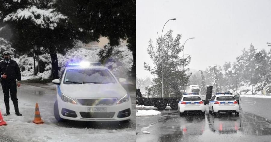 Κακοκαιρία Μπάρμπαρα: Τροχαίο στον Άγιο Στέφανο με αυτοκίνητο χωρίς αλυσίδες