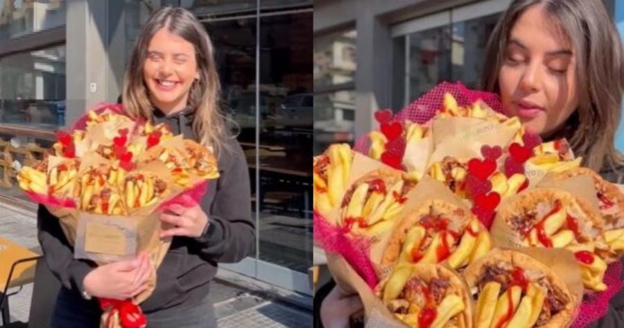 Μπουκέτο από… πιτόγυρα: Σουβλατζίδικο στη Θεσσαλονίκη πρωτοτύπησε και χάρισε στους ερωτευμένους 11 τυλιχτά με γύρο