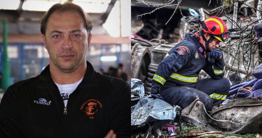 Η στιγμή που λύγισε στα συντρίμμια: Αποθέωση για τον διασώστη της ΕΜΑΚ και προπονητή του ΠΑΟΚ που βοήθησε στα Τέμπη