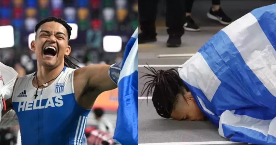 Όλη η Ελλάδα υποκλίθηκε στον Εμμανουήλ Καραλή: Η στιγμή που γονάτισε συγκινημένος σκεπασμένος με την ελληνική σημαία