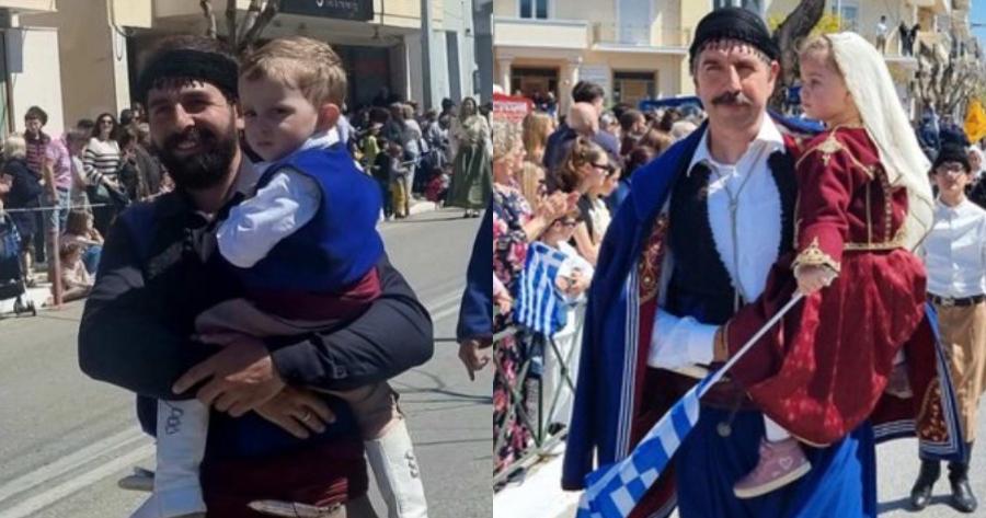 Πολλά χαμόγελα στα Χανιά: Οι μπαμπάδες πέρασαν «στην αντεπίθεση» και έκαναν παρέλαση με τα μωρά τους