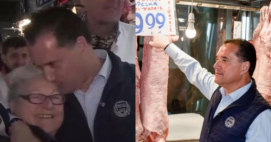 «Κούκλος είσαι, κούκλος, σ’ αγαπώ»: Η ηλικιωμένη στη Βαρβάκειο που αποθέωσε τον Άδωνι Γεωργιάδη