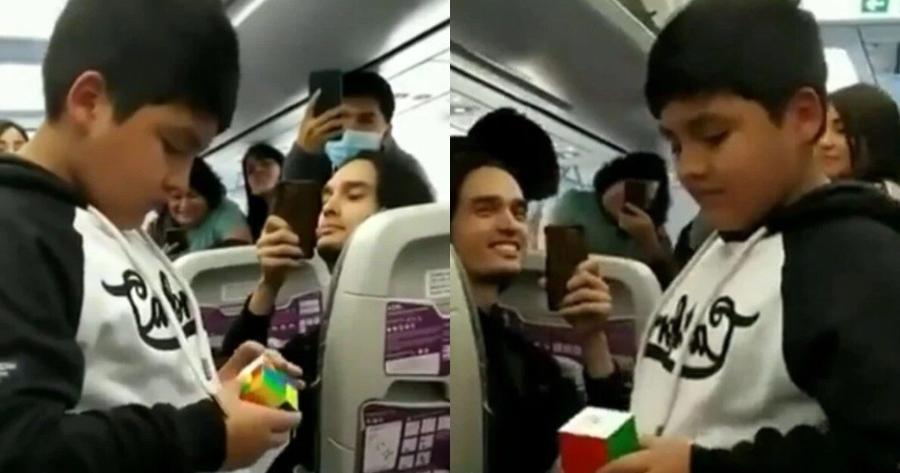 Έμεινα άφωνο όλο το αεροπλάνο: Παιδί ιδιοφυΐα λύνει τον κύβο του Ρούμπικ μέσα σε δευτερόλεπτα