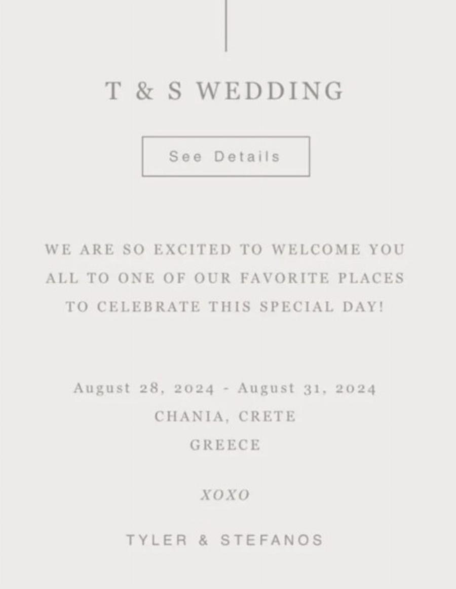 Αυτό είναι το προσκλητήριο του γάμου Κασσελάκη – Τάιλερ