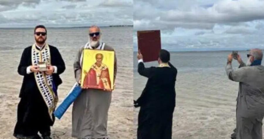 Τυφώνας Milton: Ευλόγησαν την περιοχή με την Εικόνα του Αγίου Νικολάου