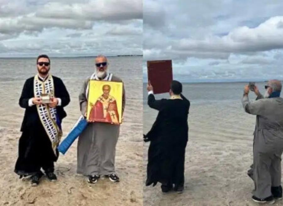 Τυφώνας Milton: Ευλόγησαν την περιοχή με την Εικόνα του Αγίου Νικολάου