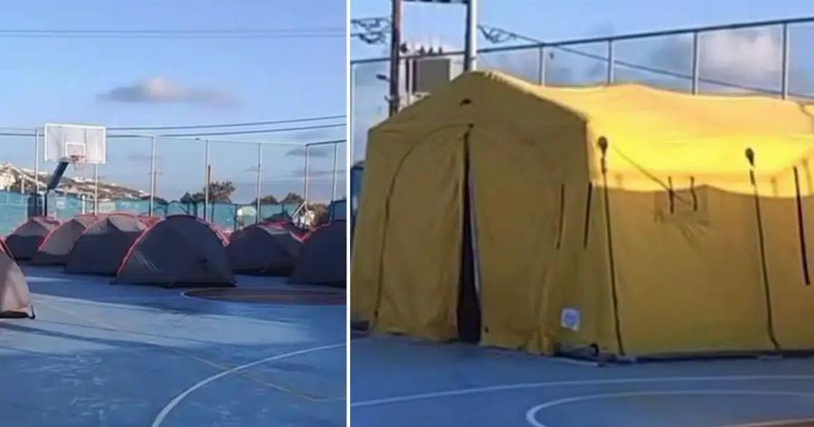 Σαντορίνη: Στήθηκαν οι πρώτες σκηνές σε ανοιχτούς χώρους λόγω σεισμικής δραστηριότητας