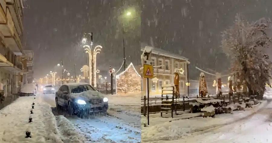 Ισχυρή χιονόπτωση έντυσε στα λευκά την Ελλάδα τώρα