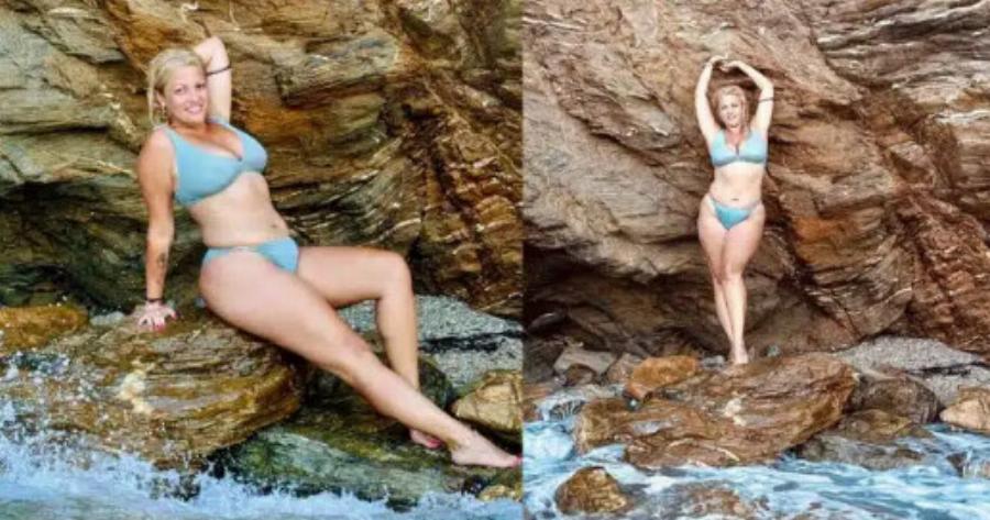 Διάσημη ξανθιά Ελληνίδα ποζάρει σε παραλία και ζαλίζει με τις εντυπωσιακές της καμπύλες