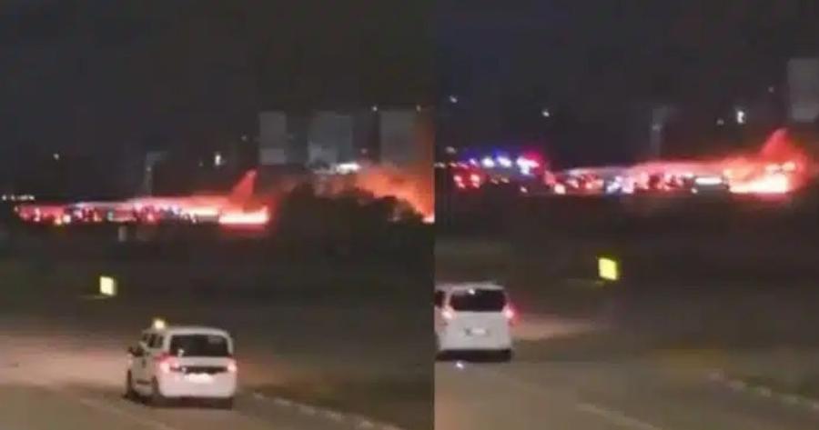 Πανικός σε αεροπλάνο – Έπιασε φωτιά την ώρα της προσγείωσης