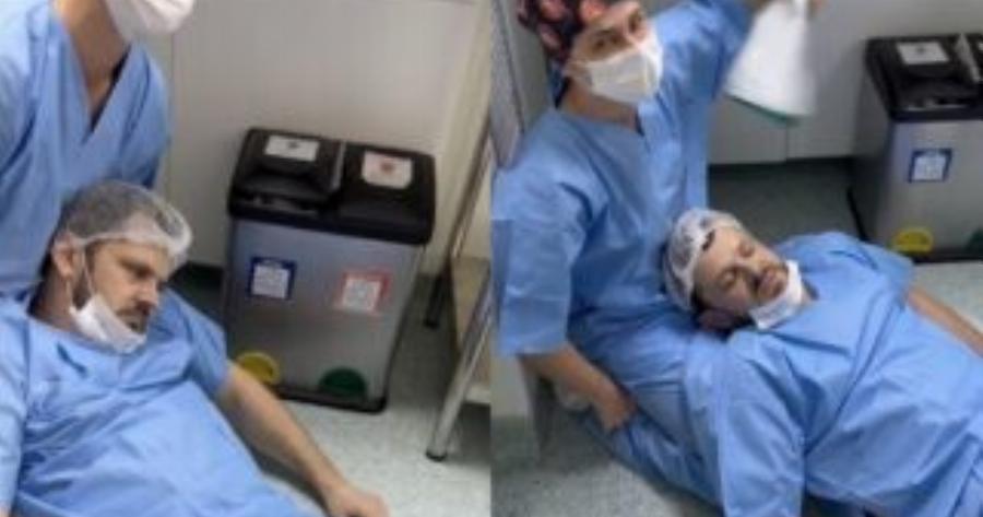 «Έπεσε» πριν προλάβει να δει το μωρό: Ο πατέρας που λιποθύμησε στην καισαρική και έγινε viral