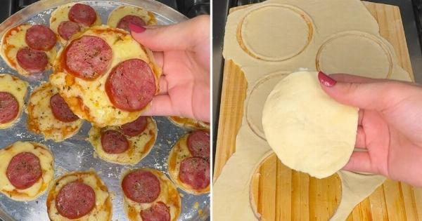 Μίνι πίτσες με 2 υλικά – Εύκολη ζύμη χωρίς μαγιά σε 20 λεπτά