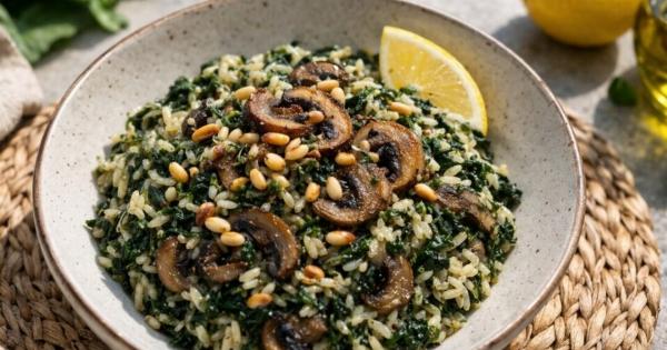 Νηστίσιμο Σπανακόρυζο με Μανιτάρια – Η Απόλυτη Γεύση για τη Νηστεία