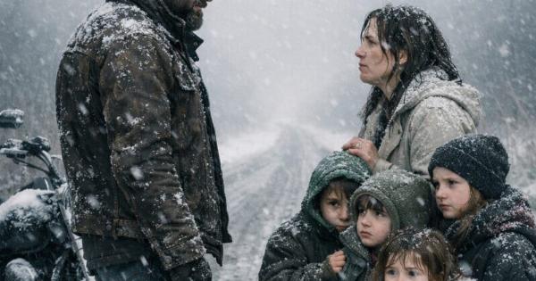 «Έλα μαζί μου», ψιθύρισε ο μοτοσικλετιστής σε μια μοναχική και απελπισμένη μητέρα, παγιδευμένη σε μια χιονοθύελλα με τα τέσσερα παιδιά της — μια πράξη που θα άλλαζε τη ζωή τους για πάντα